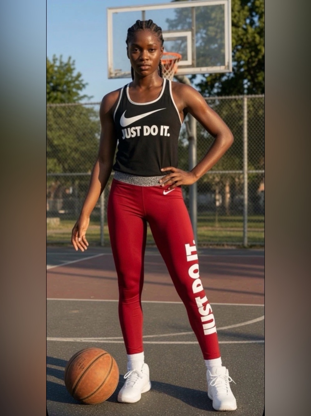 Nike Just Do It 2 PC Set Leggings athletic Tank Animal Print Swoosh Spellout (S)